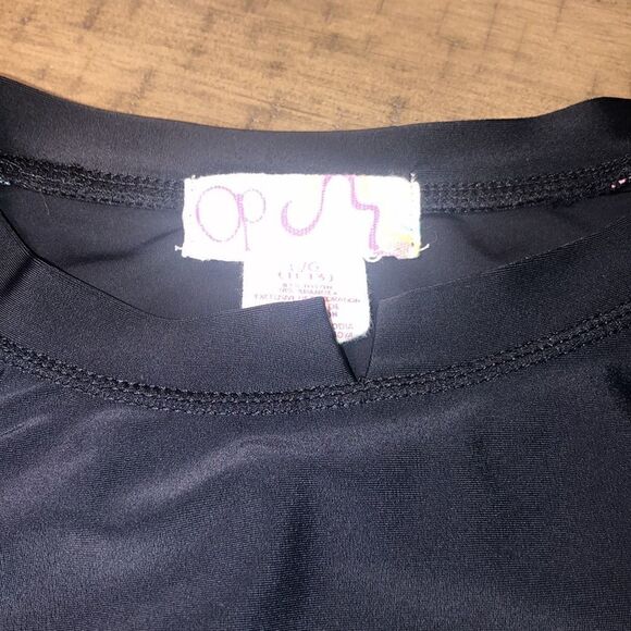 OP Peace ☮️ and Rainbow 🌈 Rash Guard Swim Shirt. Black Contrast Rainbow Piping - Picture 4 of 17